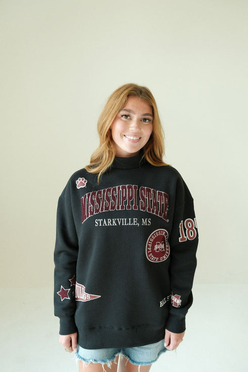 Mississippi State All Over Scatter Oversized Funnel Neck