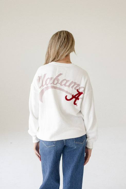 Alabama Suave Suede Lantern Sleeve Crew