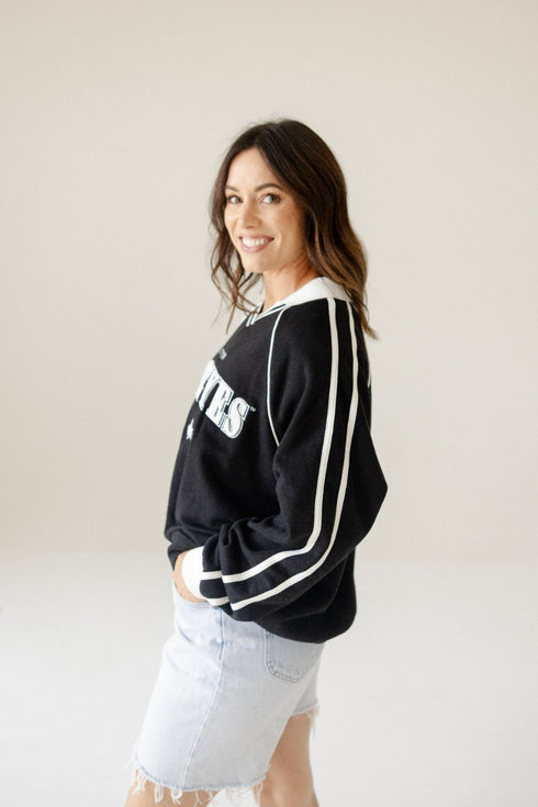 Iowa Sunday Slate Striped Collar Fleece Crew