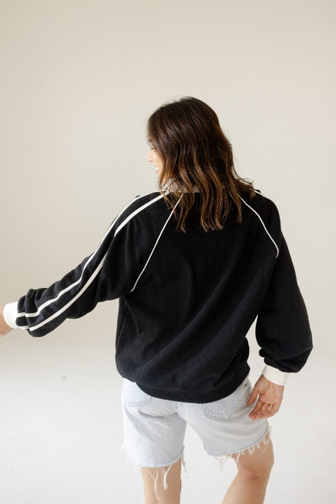 Iowa Sunday Slate Striped Collar Fleece Crew