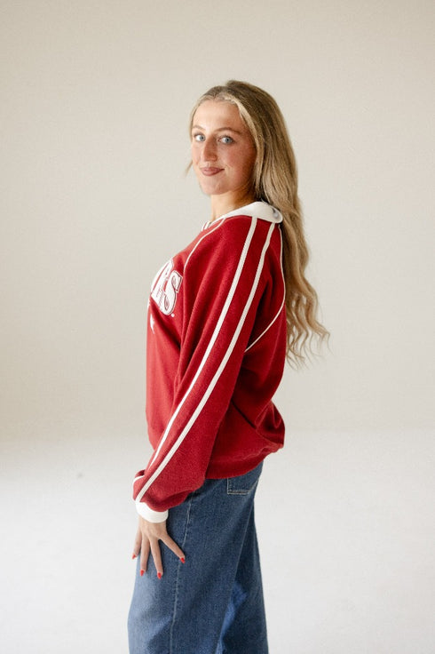 Iowa State Sunday Slate Striped Collar Fleece Crew