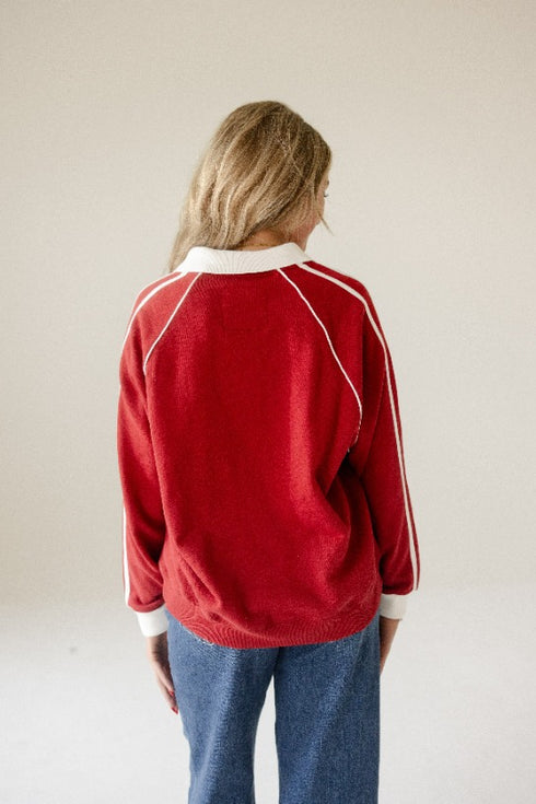 Iowa State Sunday Slate Striped Collar Fleece Crew