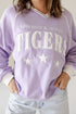 LSU Sunday Slate Striped Collar Fleece Crew