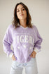 LSU Sunday Slate Striped Collar Fleece Crew
