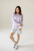LSU Sunday Slate Striped Collar Fleece Crew