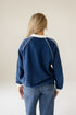 Michigan Sunday Slate Striped Collar Fleece Crew