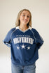 Michigan Sunday Slate Striped Collar Fleece Crew