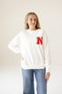 Nebraska Suave Suede Lantern Sleeve Crew