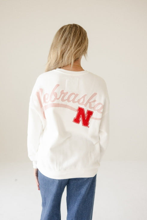 Nebraska Suave Suede Lantern Sleeve Crew