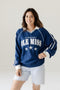 Ole Miss Sunday Slate Striped Collar Fleece Crew