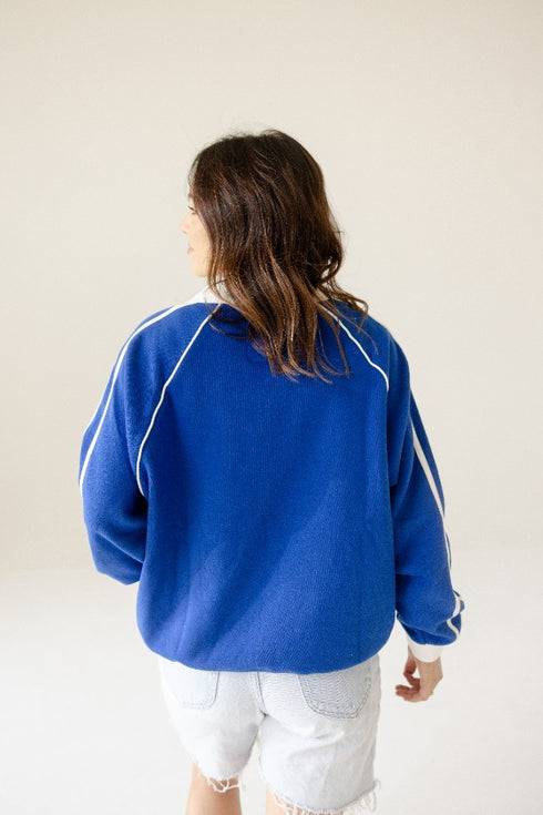 SD State Sunday Slate Striped Collar Fleece Crew