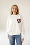 Texas A&M Suave Suede Lantern Sleeve Crew