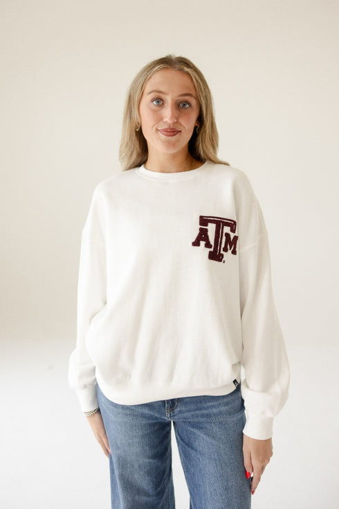 Texas A&M Suave Suede Lantern Sleeve Crew