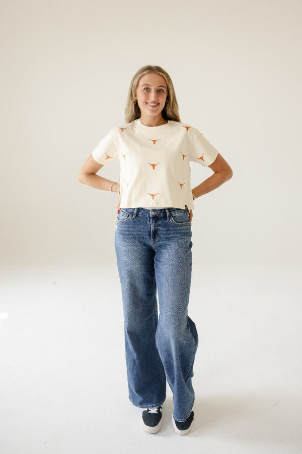 Texas Ritter Multi Color Heavyweight Crop Tee