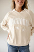 Texas Sunday Slate Striped Collar Fleece Crew