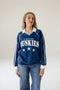 UCONN Sunday Slate Striped Collar Fleece Crew