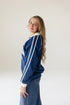 North Carolina Sunday Slate Striped Collar Fleece Crew