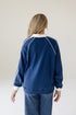 North Carolina Sunday Slate Striped Collar Fleece Crew