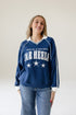 North Carolina Sunday Slate Striped Collar Fleece Crew