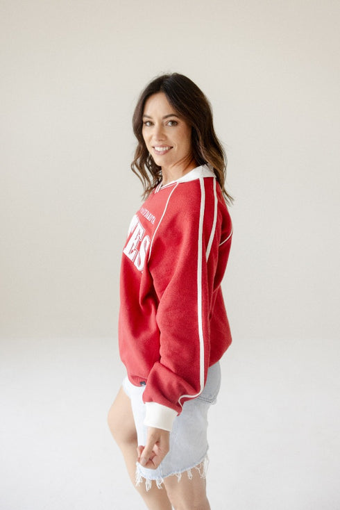 USD Sunday Slate Striped Collar Fleece Crew