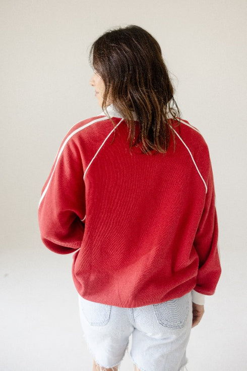 USD Sunday Slate Striped Collar Fleece Crew