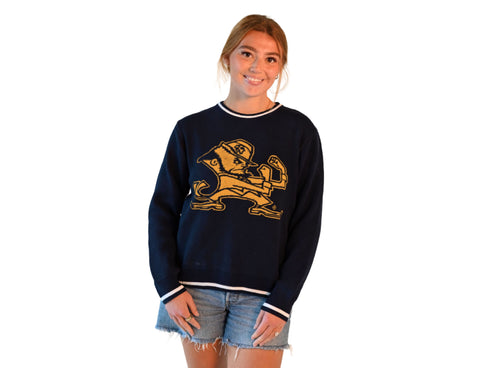 Notre Dame Wicks Woven Striped Detail Sweater