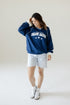Georiga Tech Sunday Slate Striped Collar Fleece Crew