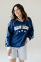 Georiga Tech Sunday Slate Striped Collar Fleece Crew