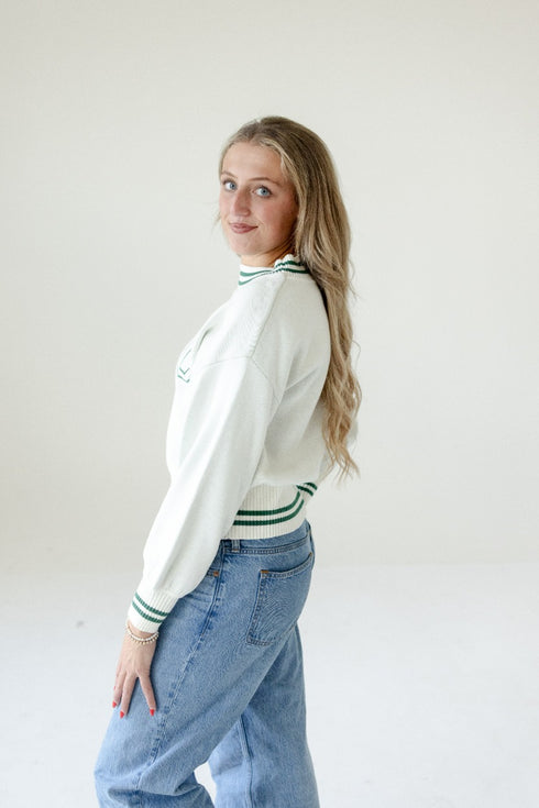 Michigan State Queen Oversized Striped Crew Sweater