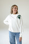Michigan State Suave Suede Lantern Sleeve Crew