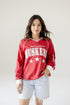 Nebraska Sunday Slate Striped Collar Fleece Crew