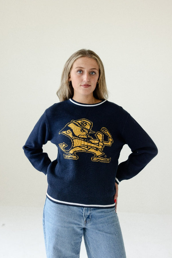 Notre Dame Wicks Woven Striped Detail Sweater