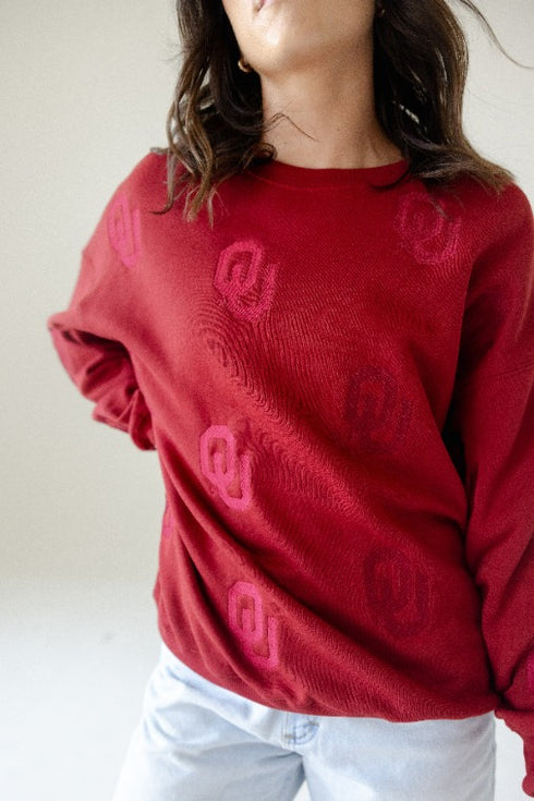 Oklahoma Ritter Repeat Lantern Sleeve Crew