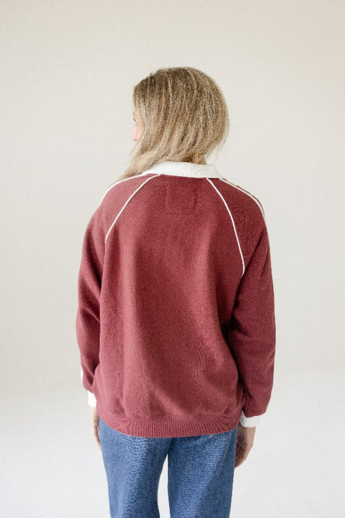 Texas A&M Sunday Slate Striped Collar Fleece Crew