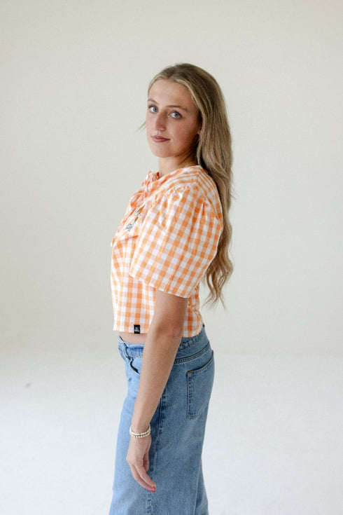 Tennessee Varsity Shine Tie Front Blouse