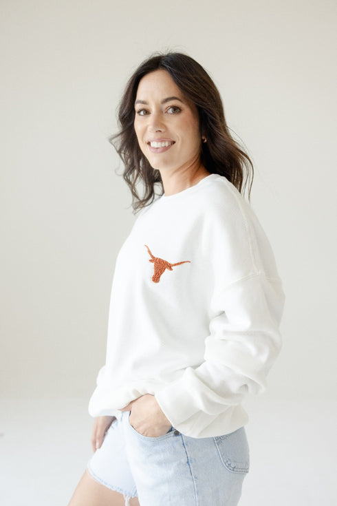 Texas Suave Suede Lantern Sleeve Crew
