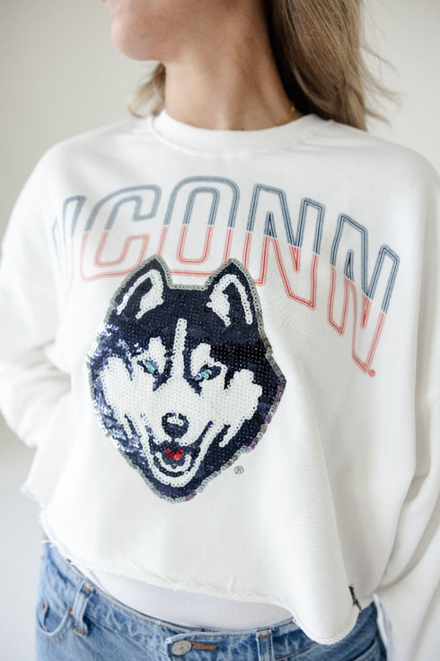 UCONN Starlite Sequin Cropped Longsleeve