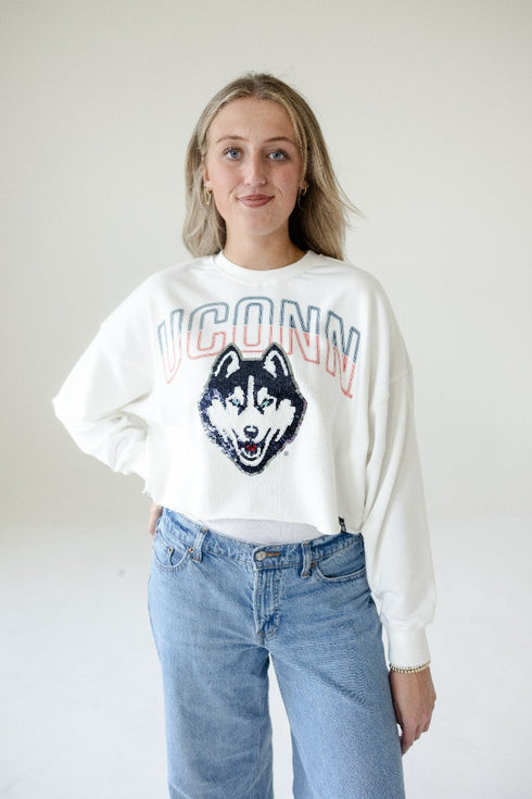 UCONN Starlite Sequin Cropped Longsleeve