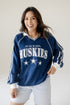 UCONN Sunday Slate Striped Collar Fleece Crew