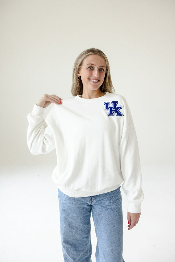 Kentucky Suave Suede Lantern Sleeve Crew