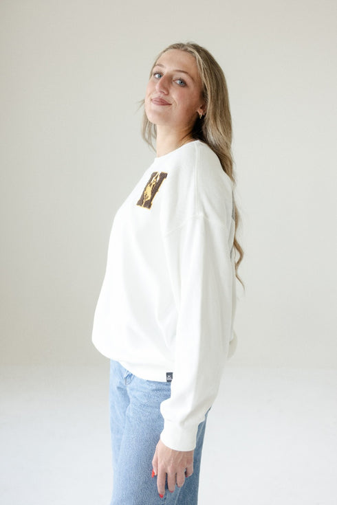 Wyoming Suave Suede Lantern Sleeve Crew