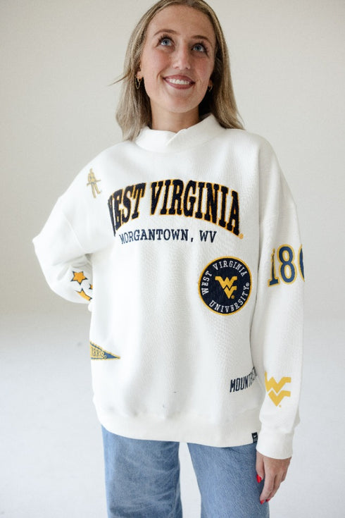 West Virginia All Over Scatter Oversized Funnel Neck