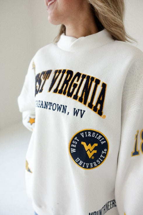 West Virginia All Over Scatter Oversized Funnel Neck