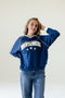 West Virginia Sunday Slate Striped Collar Fleece Crew
