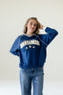 West Virginia Sunday Slate Striped Collar Fleece Crew