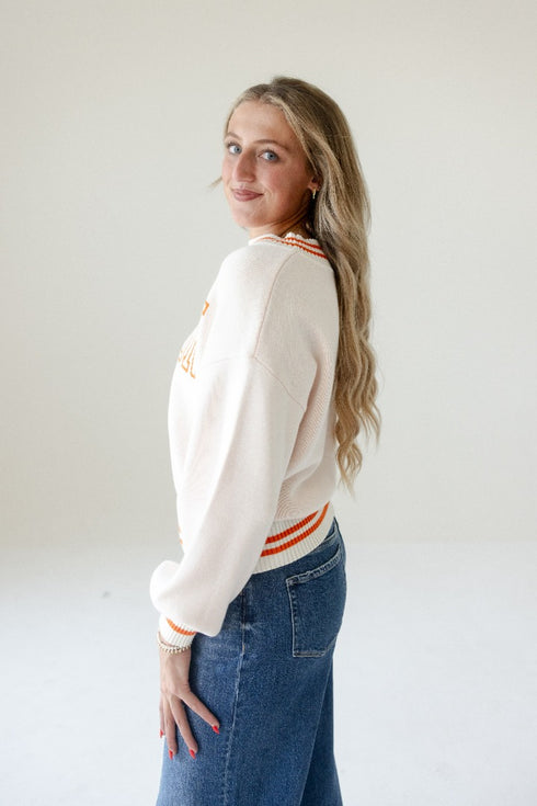 Clemson Custom Queen Oversized Striped Crew Sweater