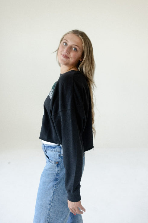 Michigan State Starlite Sequin Cropped Longsleeve