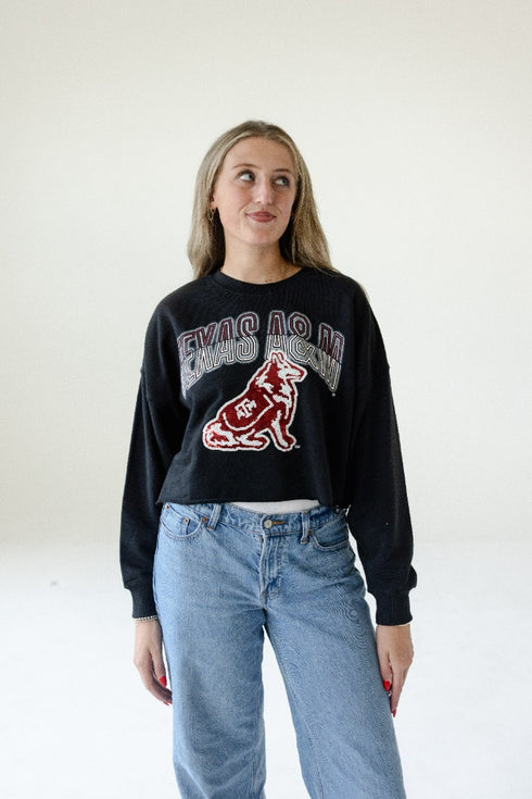 Texas A&M Starlite Sequin Cropped Longsleeve