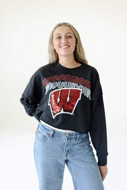 Wisconsin Starlite Sequin Cropped Longsleeve