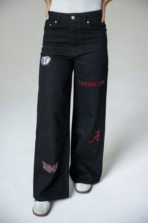 Alabama Alpha Bling Denim Wide Leg Jeans